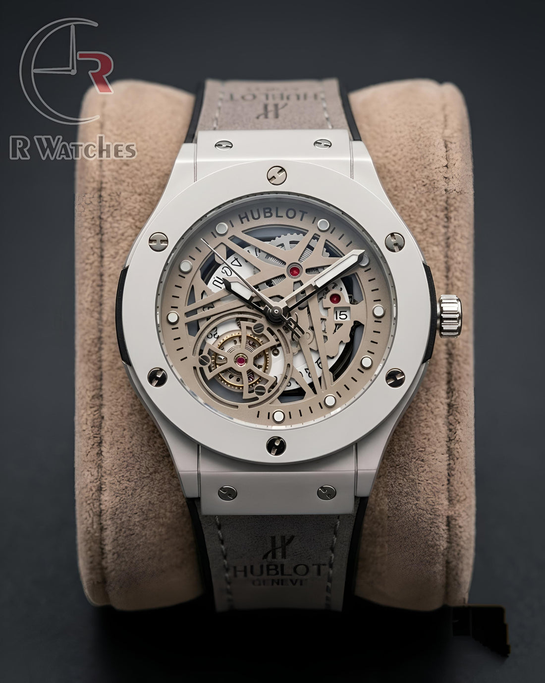 (OS) Hublot Machinery Leather Silver Grey