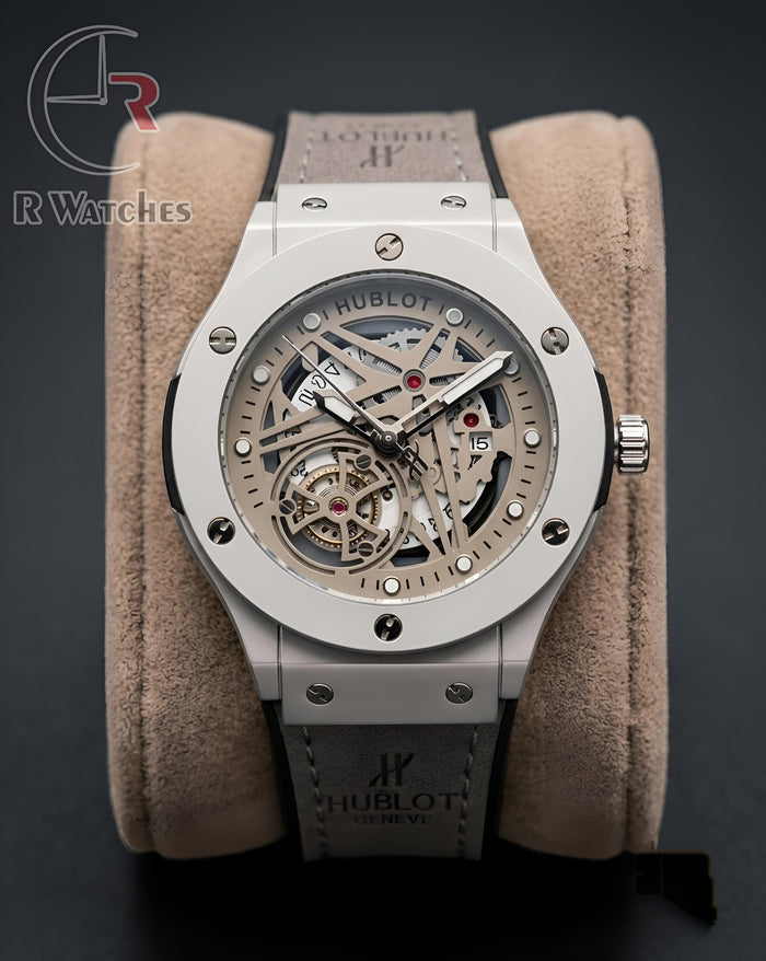 (OS) Hublot Machinery Leather Silver Grey