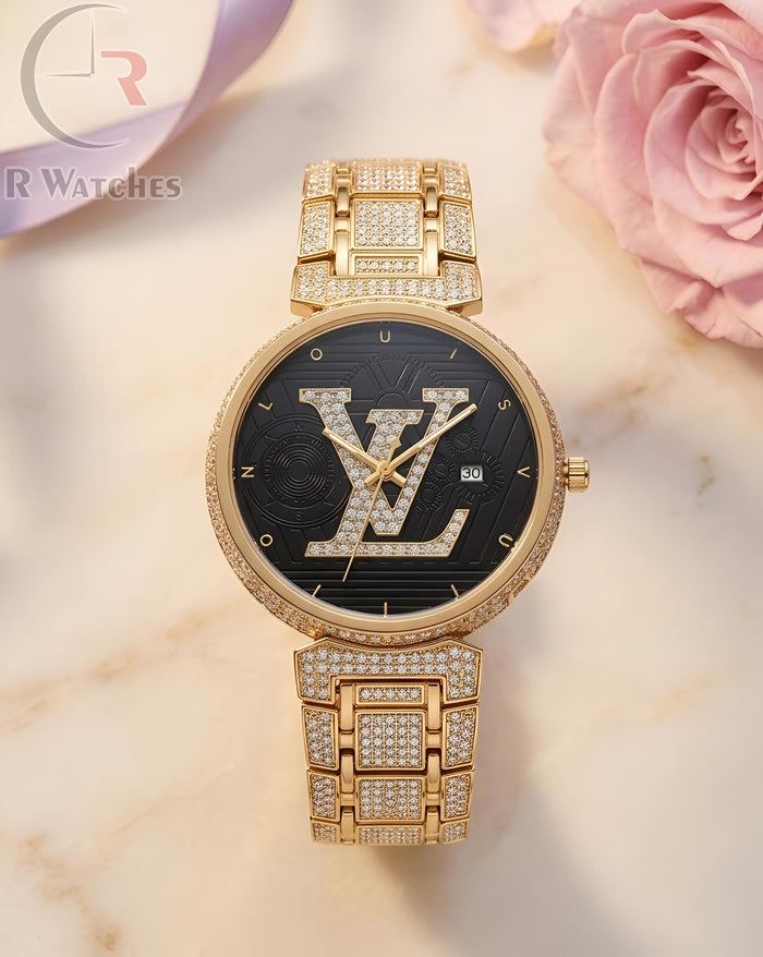 (OS) LV Girls Diamond Gold Black