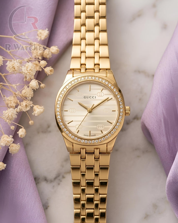 (OS) Gucci Girls Gold White Dial