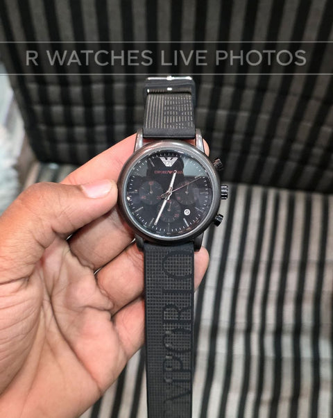 (OS2)⭐ Armani Silicon Black Red Dial