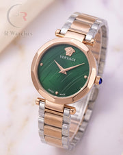 (OS3)⭐ Versace Girls Rose Gold Green Dial