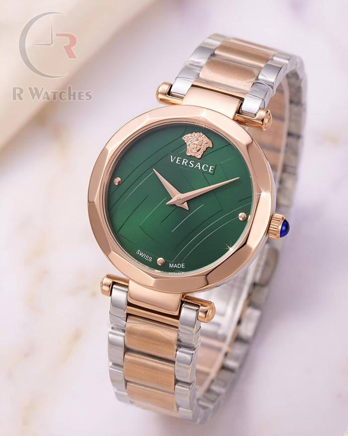 (OS3) Versace Girls Rose Gold Green Dial