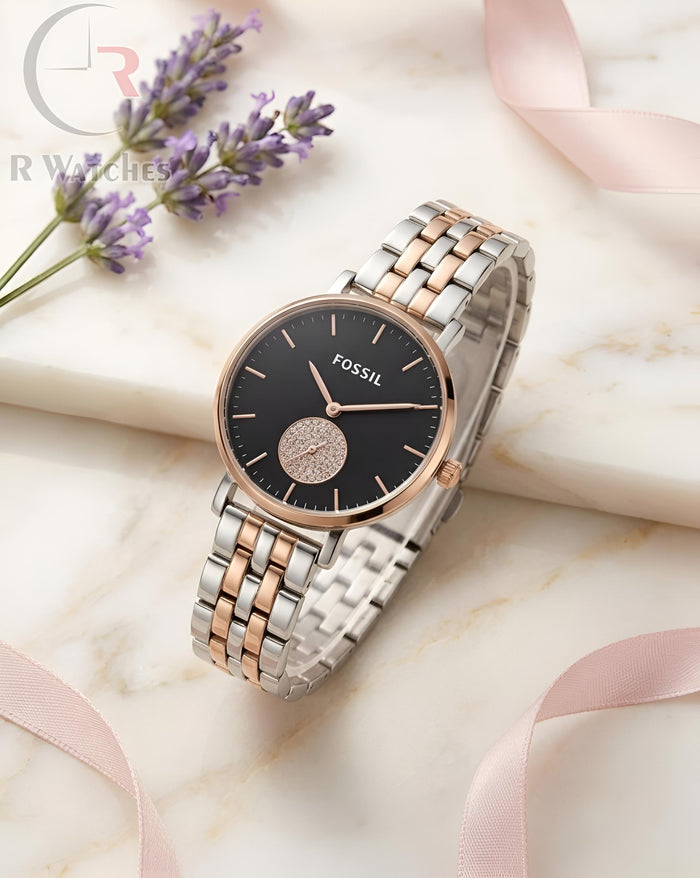 (OS) Fossil Girls Rose Gold Black