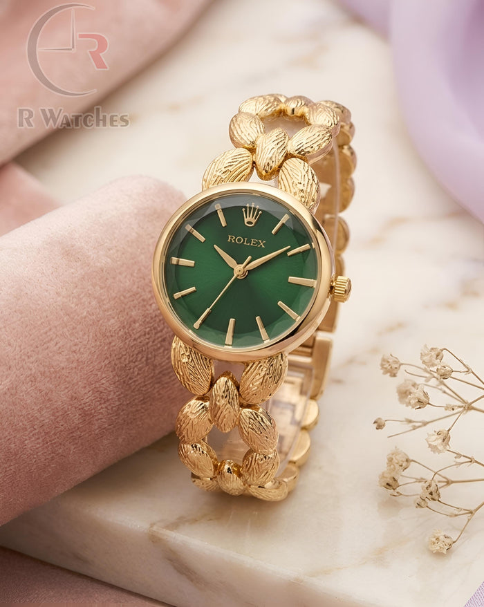 (OS) Rolex Diamond Cutt Gold Green Dial