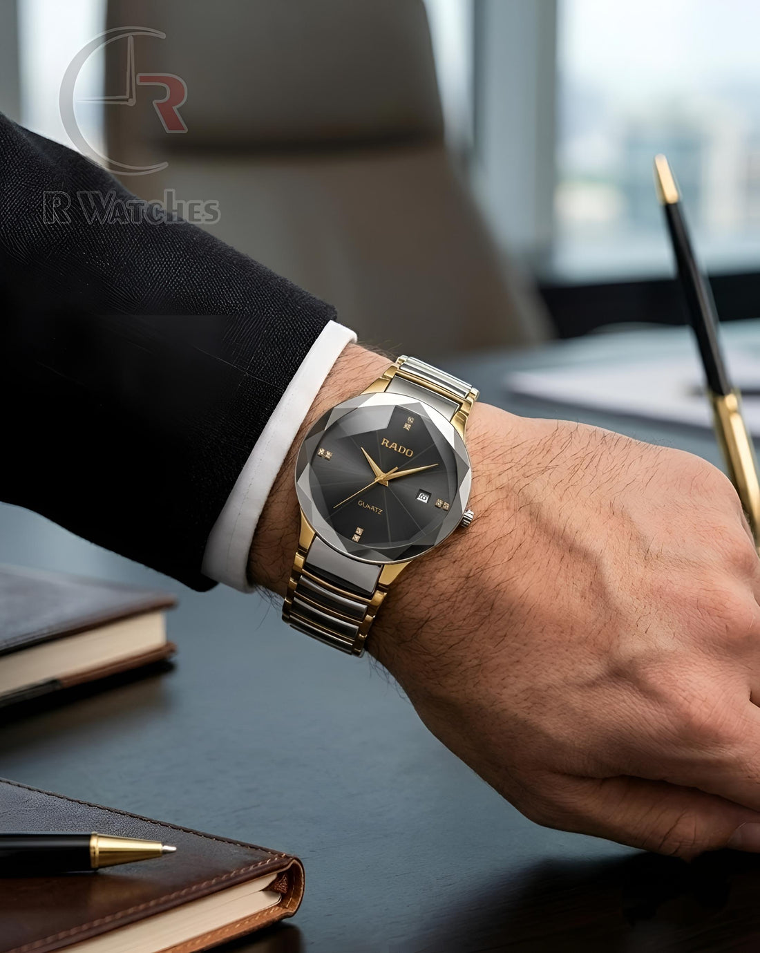 (OS) Rado Diamond Cutt Dual Tone Black