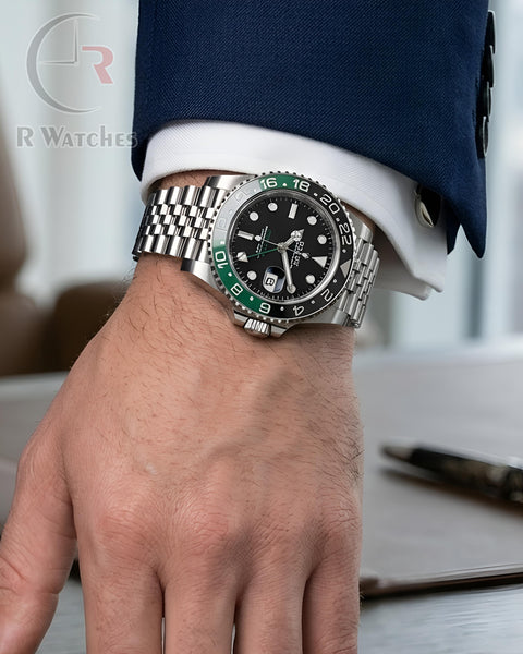 (OS)⭐ Rolex Silver Green Black Dial
