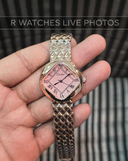 (OS)⭐ Cartier Girls Rose Gold Pink Roman Dial