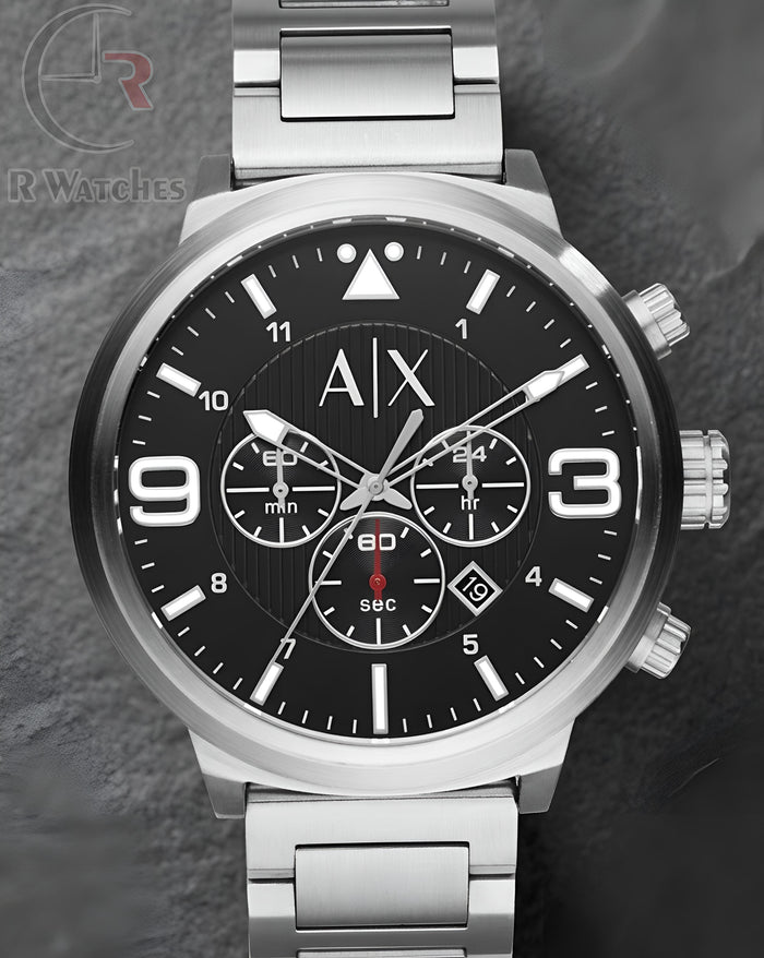 (OS2)⭐ AX Silver Black Dial