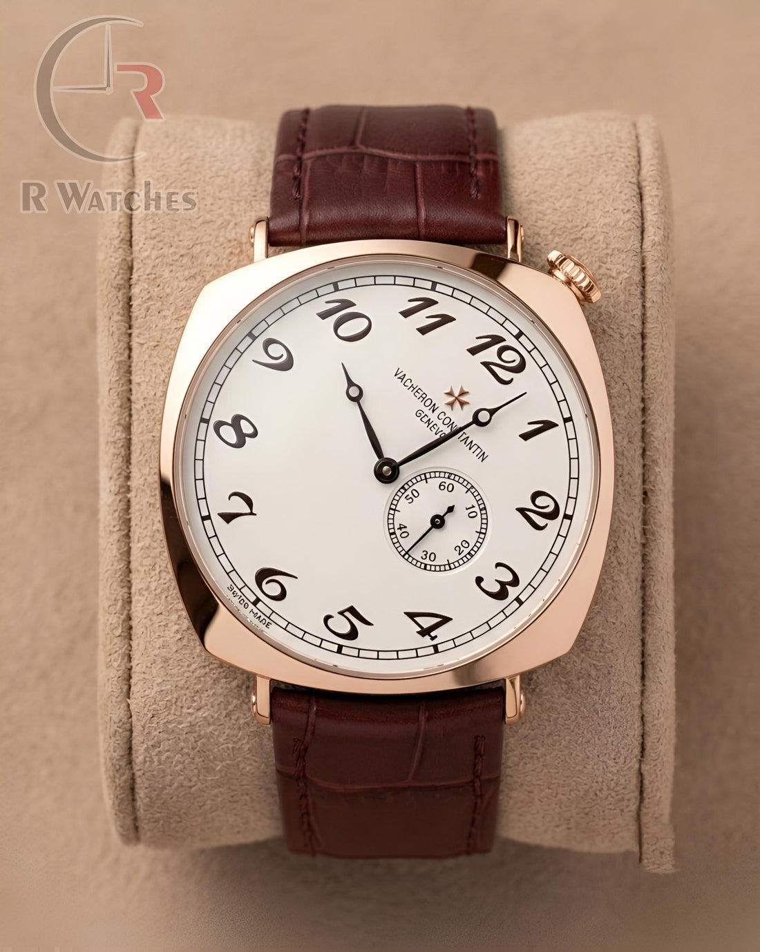 (OS) Vacheron Constantin Leather Rose Gold White Brown
