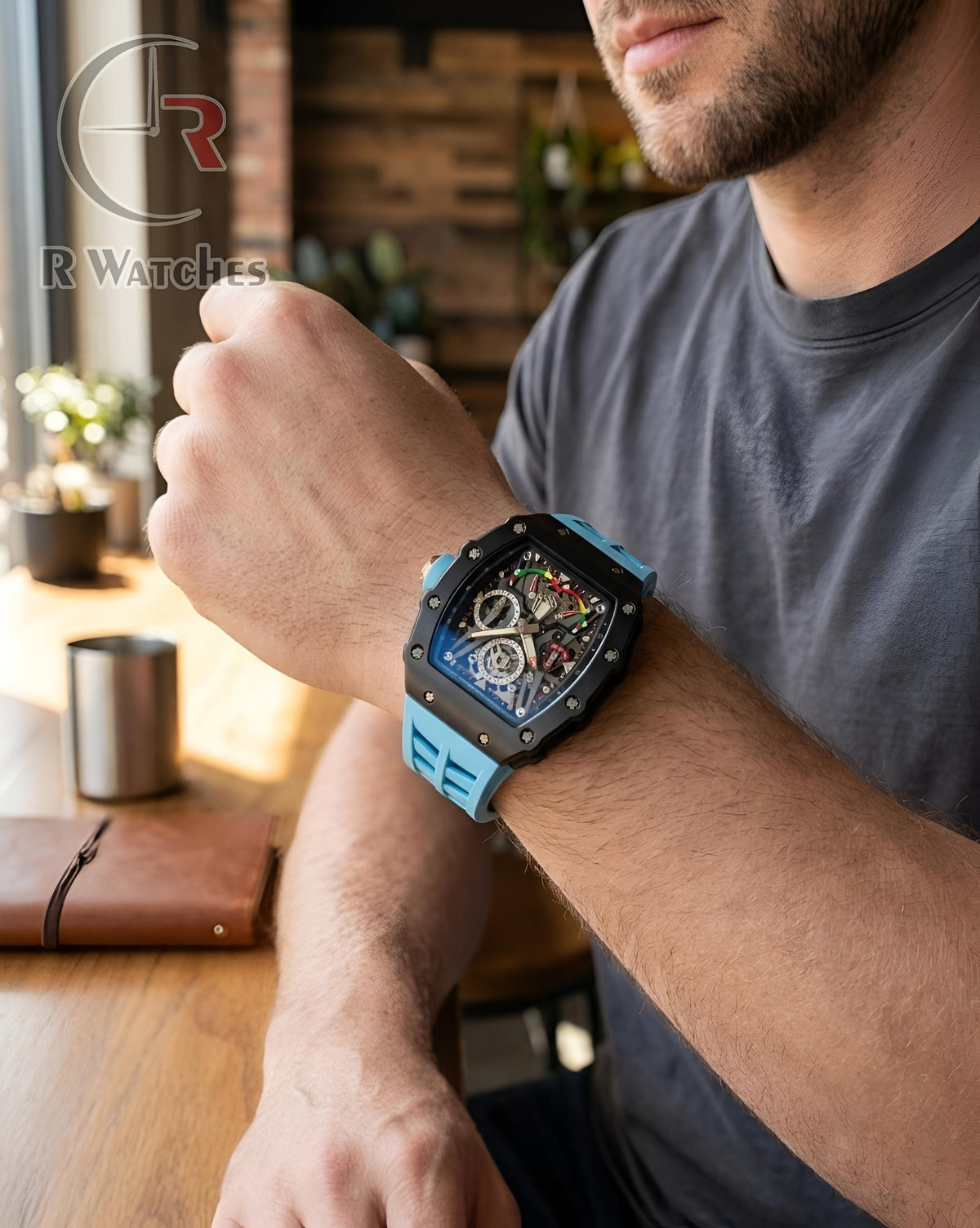 (SS)⭐ RM Silicon Tiffany Blue Black Dial
