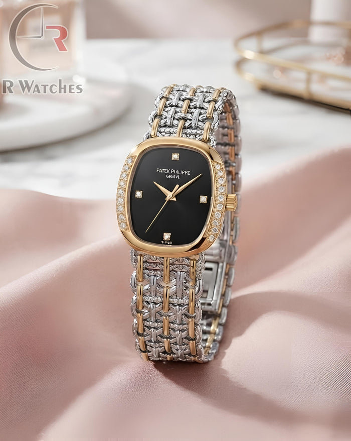 (OS) Patek Philippe Girls Diamond Dual Tone Black
