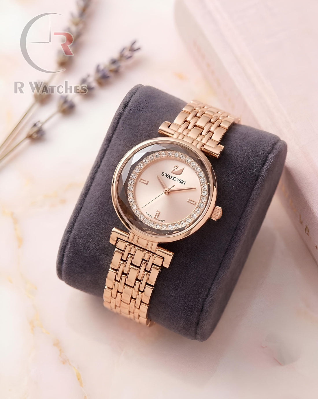 (OS) Swarovski Girls Diamond Rose Gold Pink