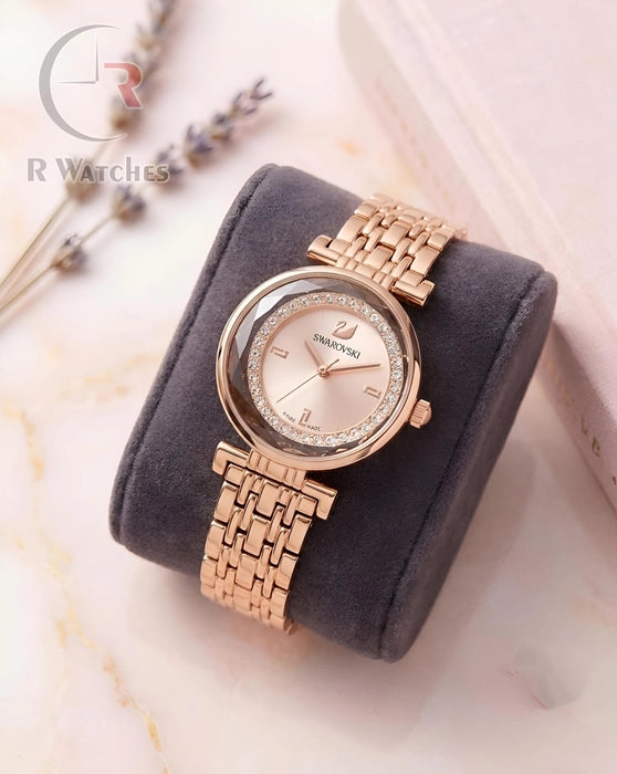 (OS) Swarovski Girls Diamond Rose Gold Pink