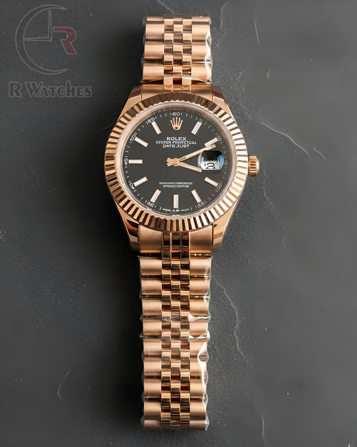 (OS)⭐ Rolex Oyster Rose Gold Black