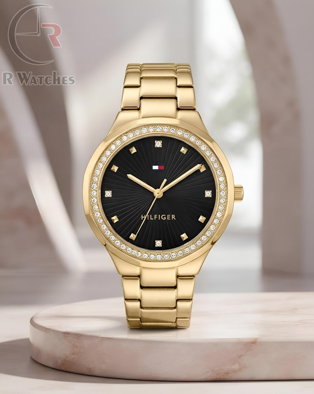 (OS) Tommy Hilfiger Girls Diamond Gold Black