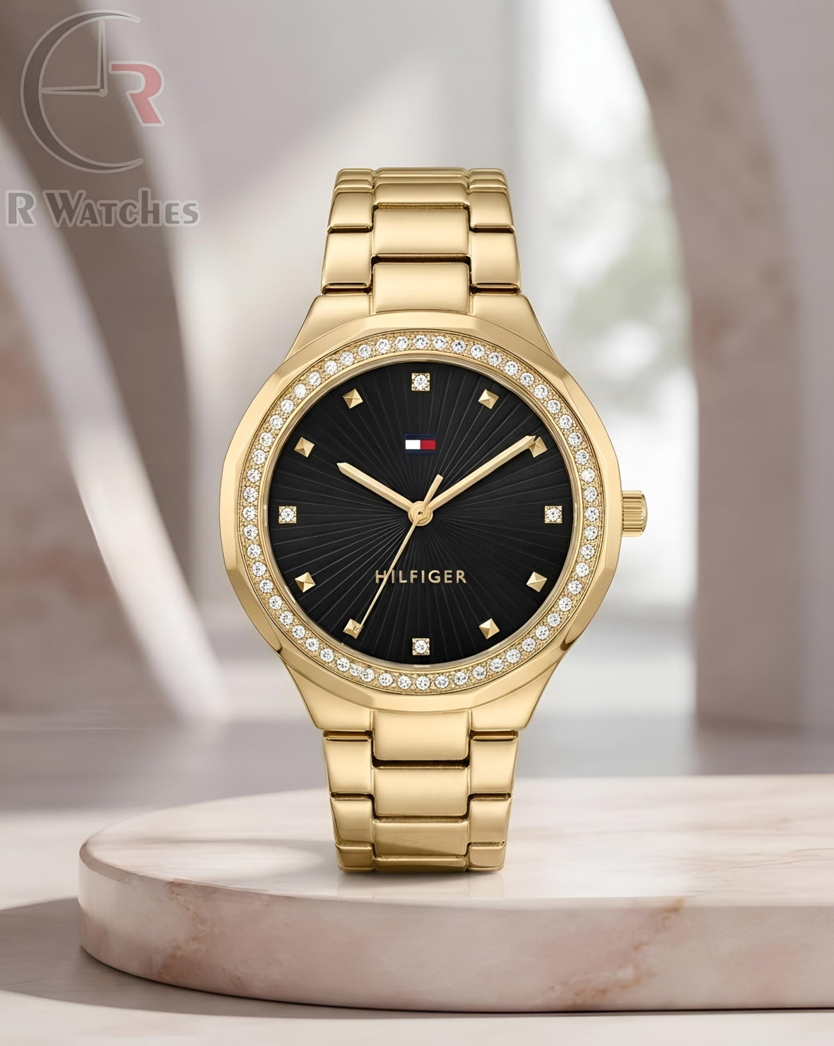 (OS) Tommy Hilfiger Girls Diamond Gold Black