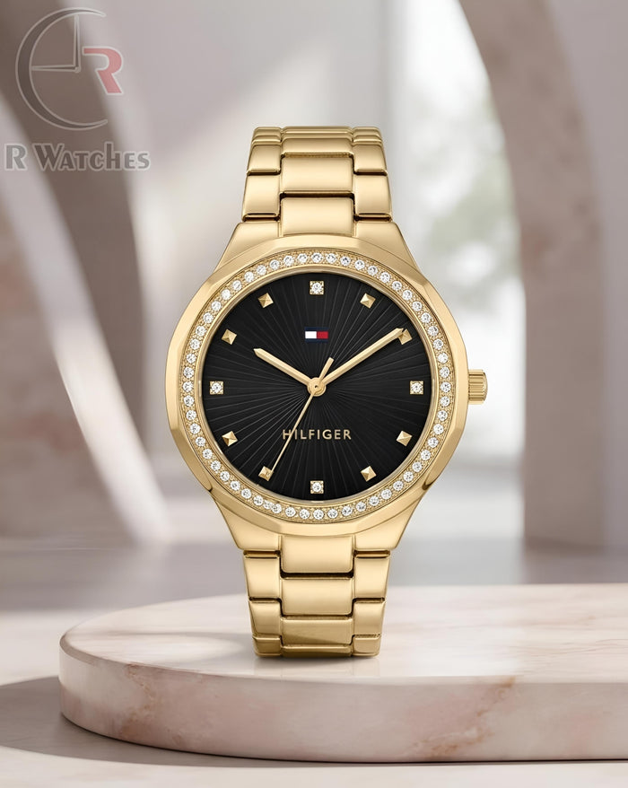 (OS) Tommy Hilfiger Girls Diamond Gold Black