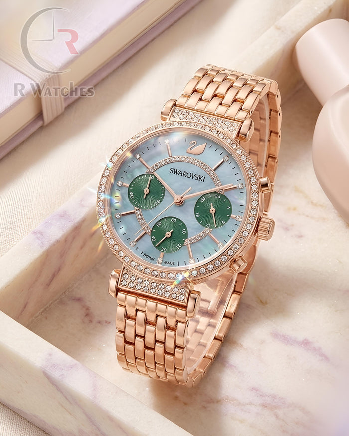 (OS) Swarovski Girls Rose Gold Blue