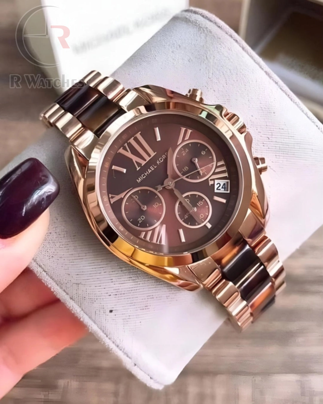 (OS) Michael kors girls dual tone brown dial