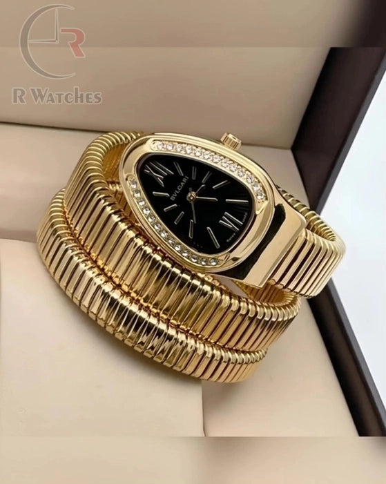 (SS) BVLGARI ladies gold black dial