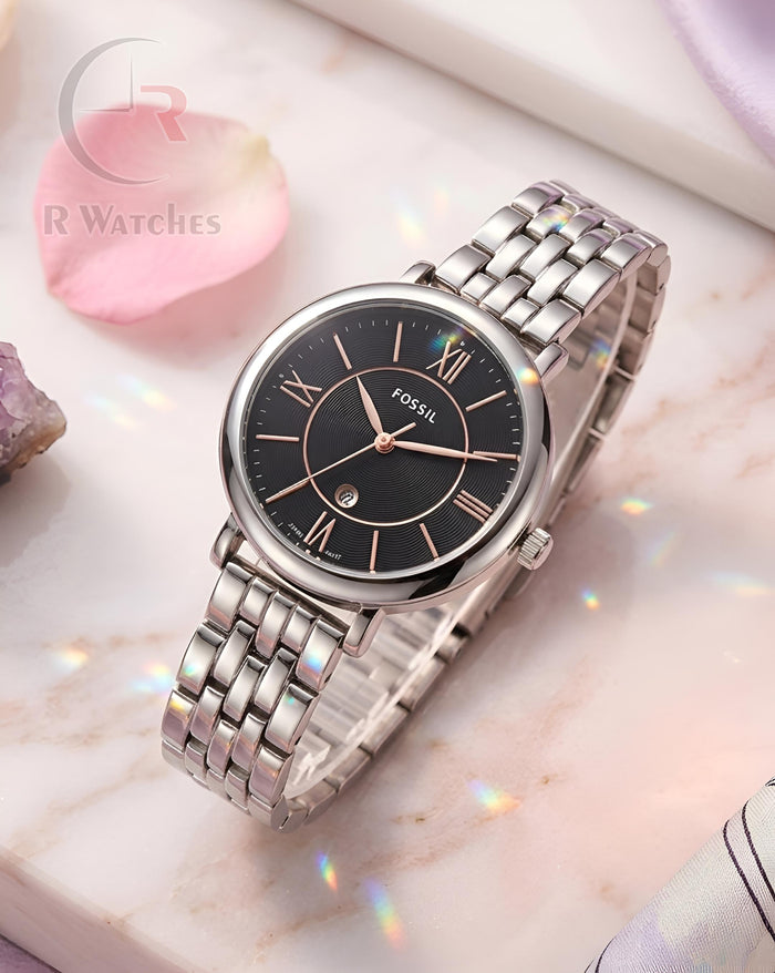 (OS)⭐ Fossil Girls Silver Black Dial