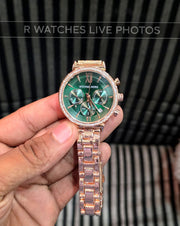 (OS2)⭐ MK Girls Rose Gold Green Dial