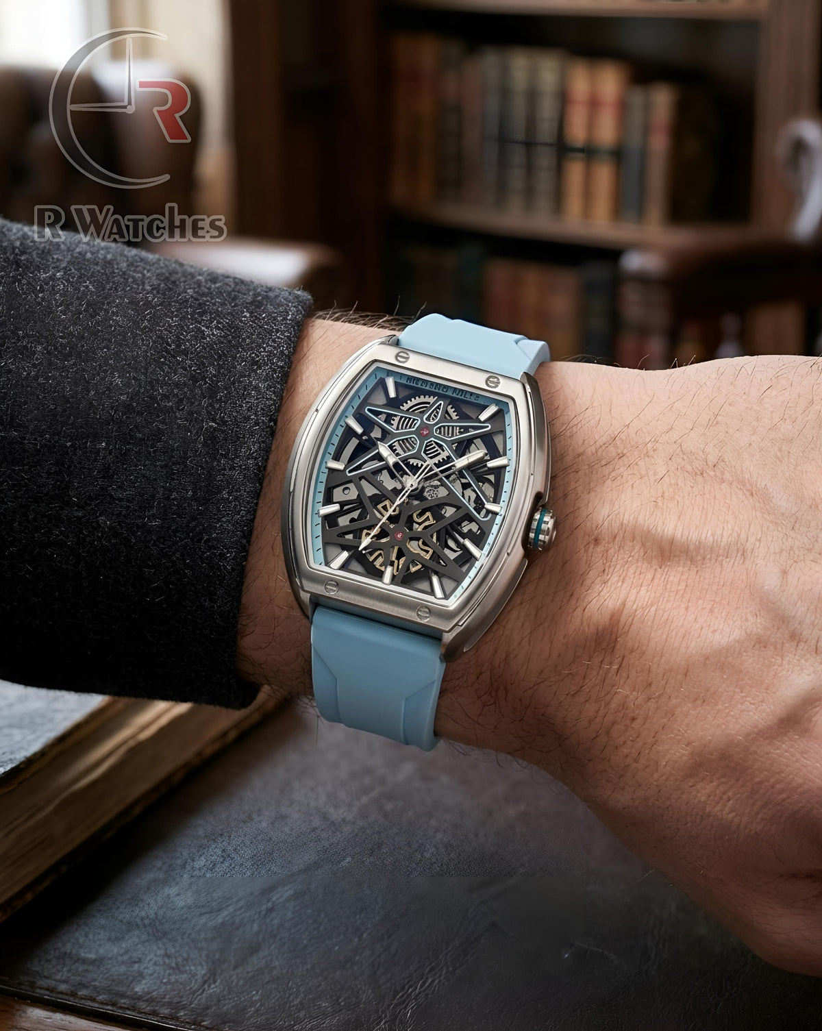 (OS) RM Automatic Silicon Silver Tiffany Blue