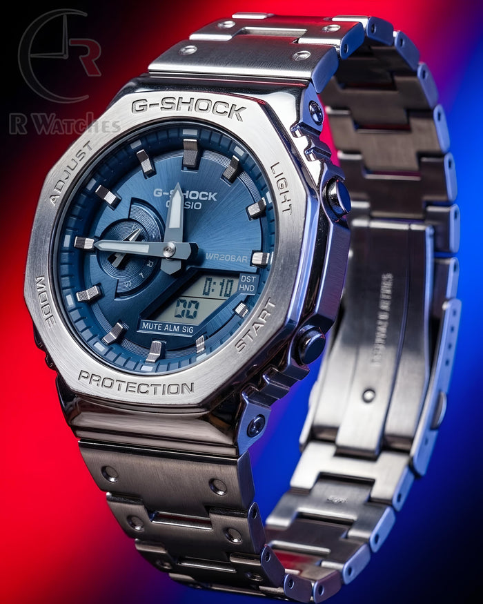 (OS)⭐ G-Shock GM-2110D-2BDR Silver Nevy Blue