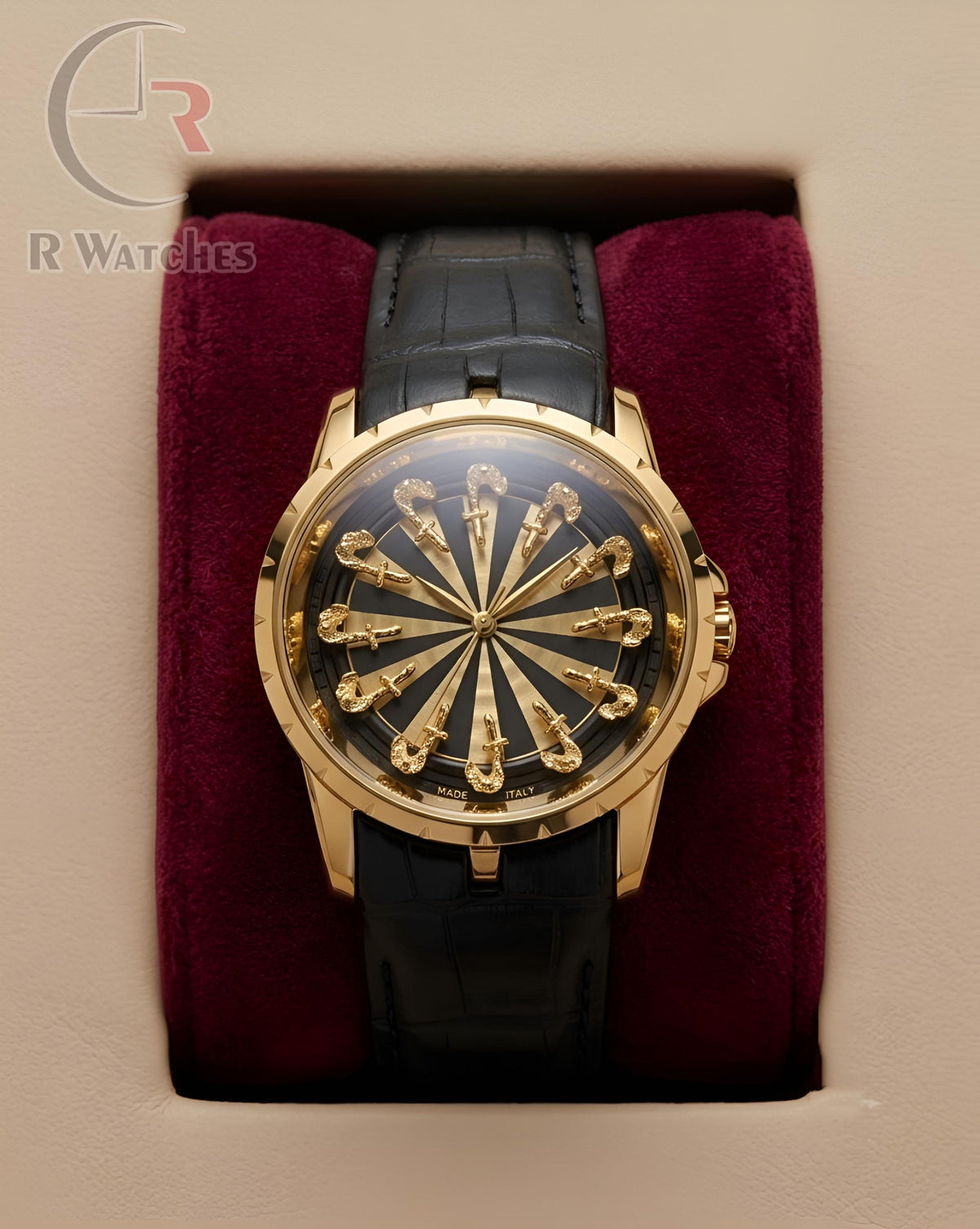 (OS) Roger Dubuis Leather Gold Black