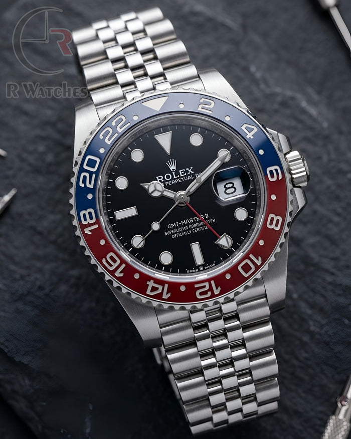 (OS)⭐ Rolex Silver Red Blue Black Dial