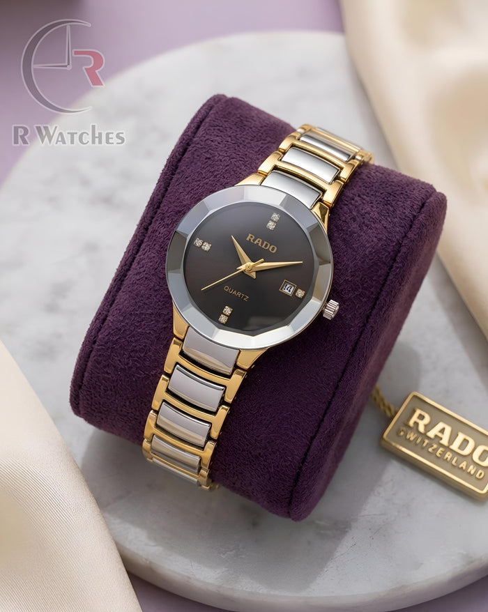 (OS) Rado Girls Diamond Cutt Dual Tone Black