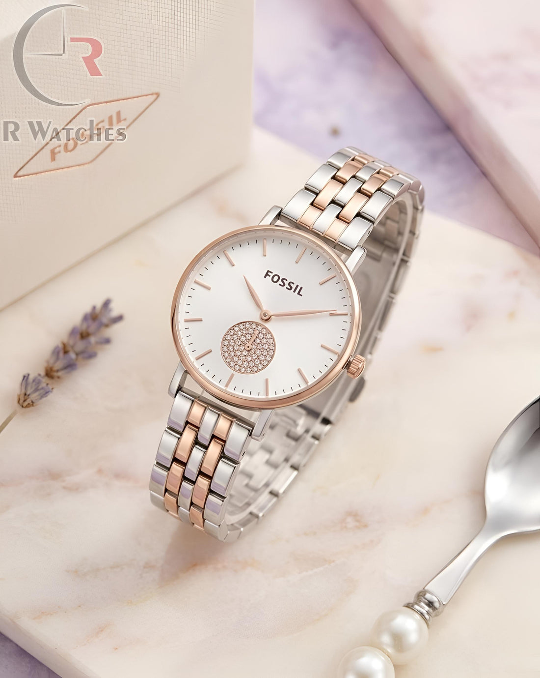(OS) Fossil Girls Rose Gold White