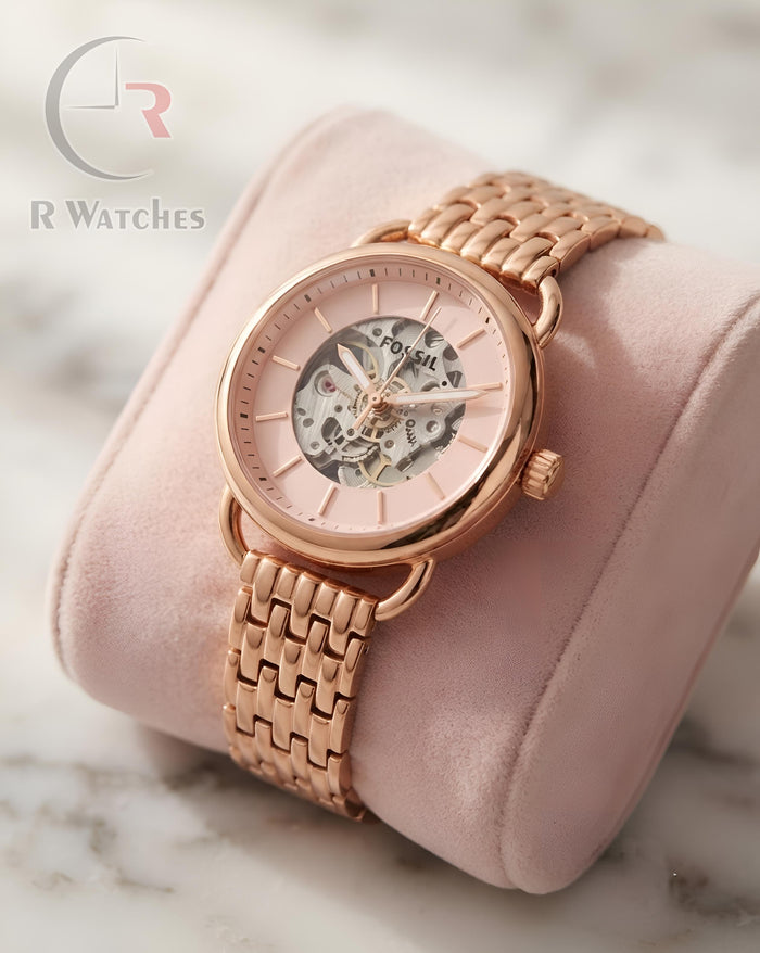 (OS) Fossil Girls Automatic Rose Gold Pink