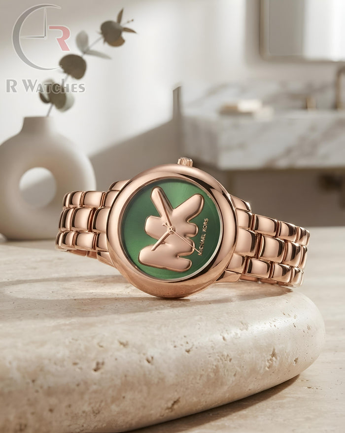(OS) MK Girls Rose Gold Green