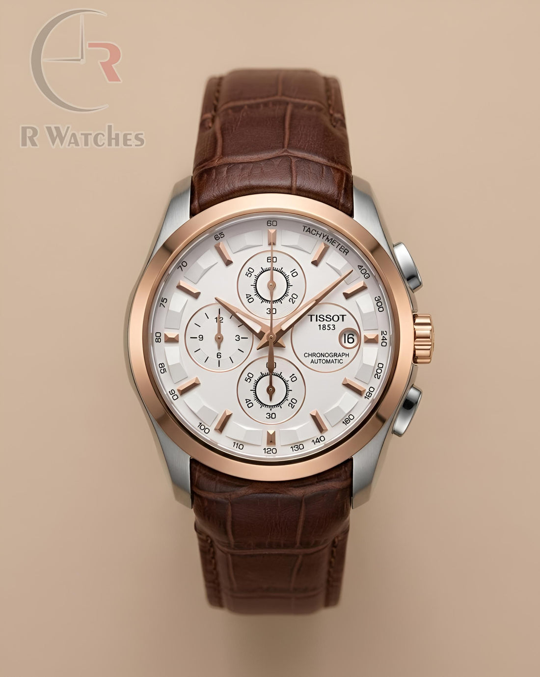 (SS)⭐ Tissot leather brown dual tone white