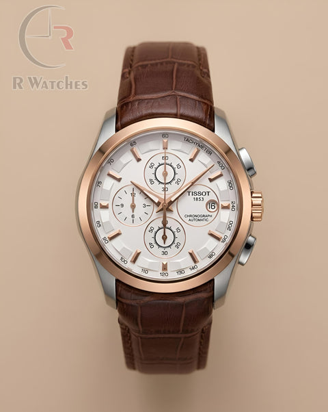 (OS2)⭐ Tissot leather brown dual tone white