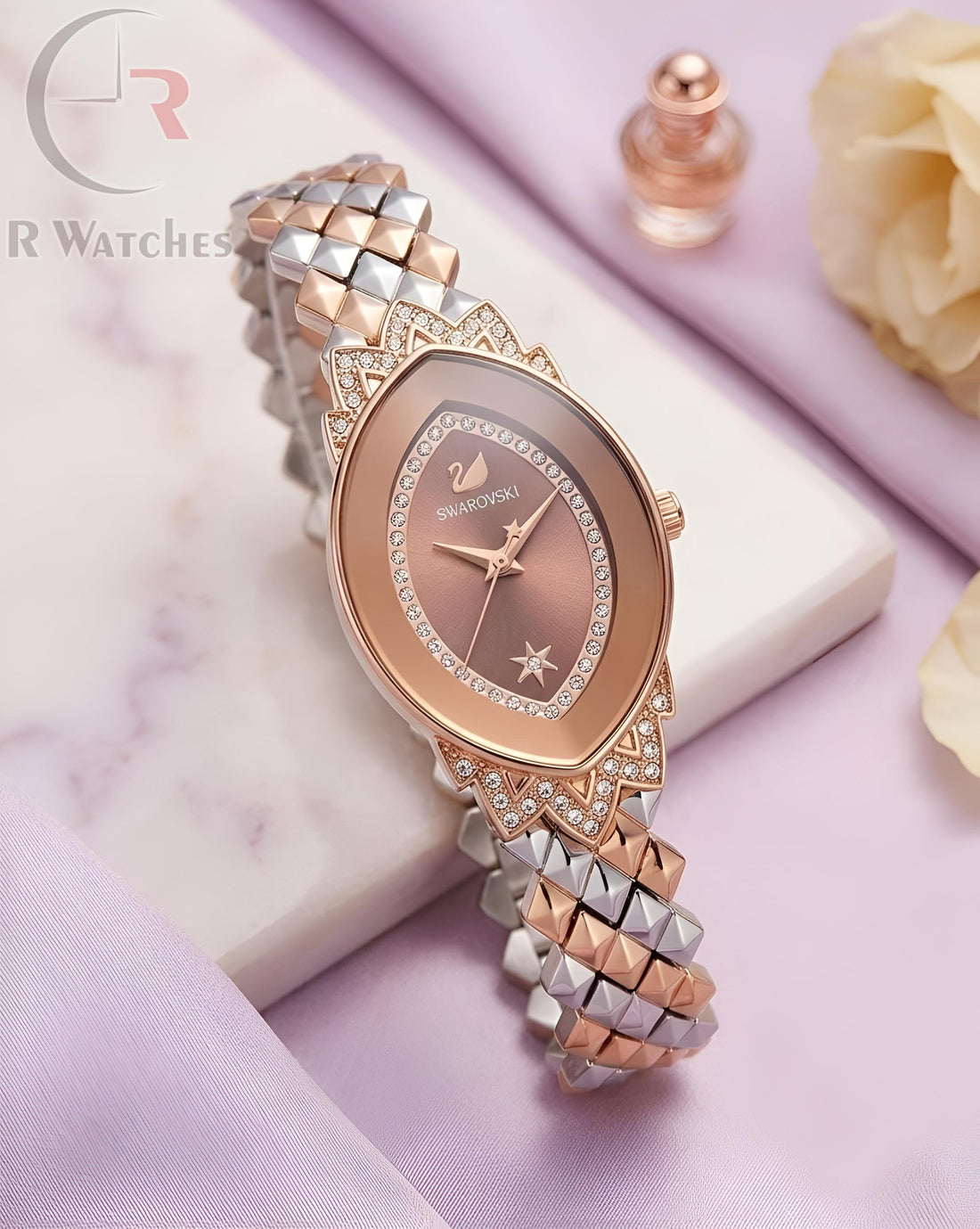 (SS) Swarovski Girls Diamond Rose Gold Brown