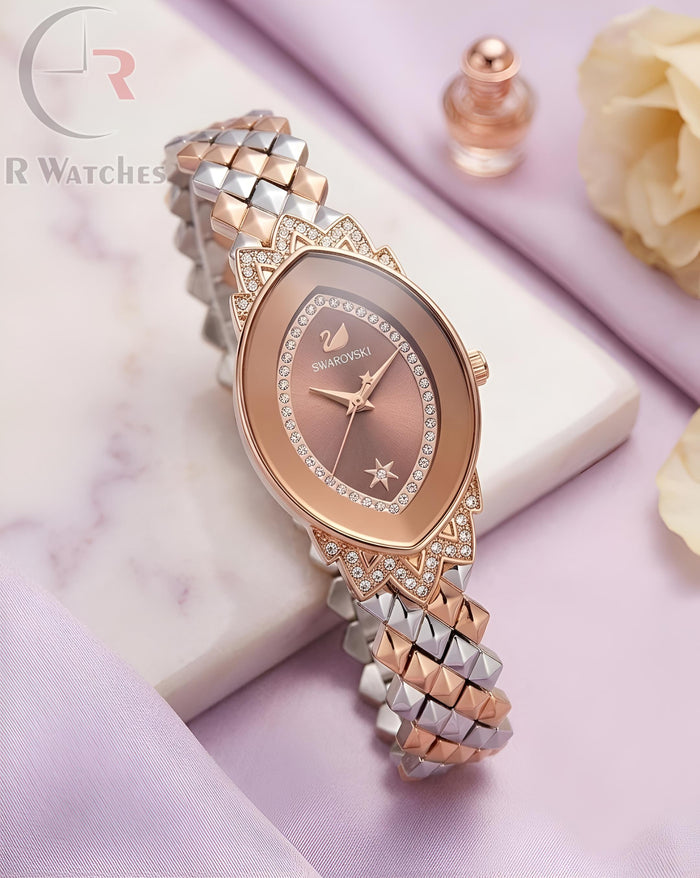 (SS) Swarovski Girls Diamond Rose Gold Brown