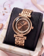 (SS) Swarovski Girls Diamond Rose Gold Brown