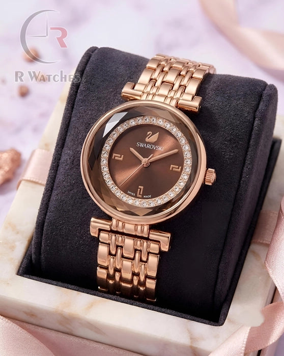 (SS) Swarovski Girls Diamond Rose Gold Brown
