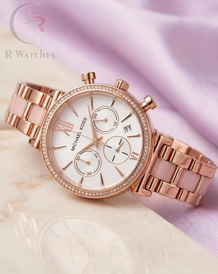 (OS) MK Girls Rose Gold White Dial