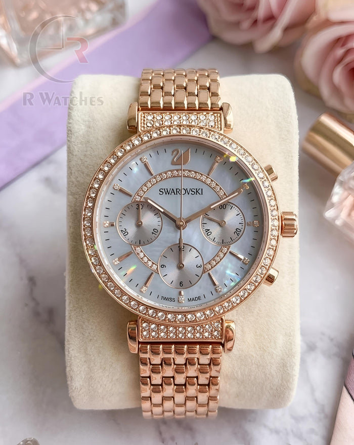 (OS) Swarovski Girls Rose Gold Blue