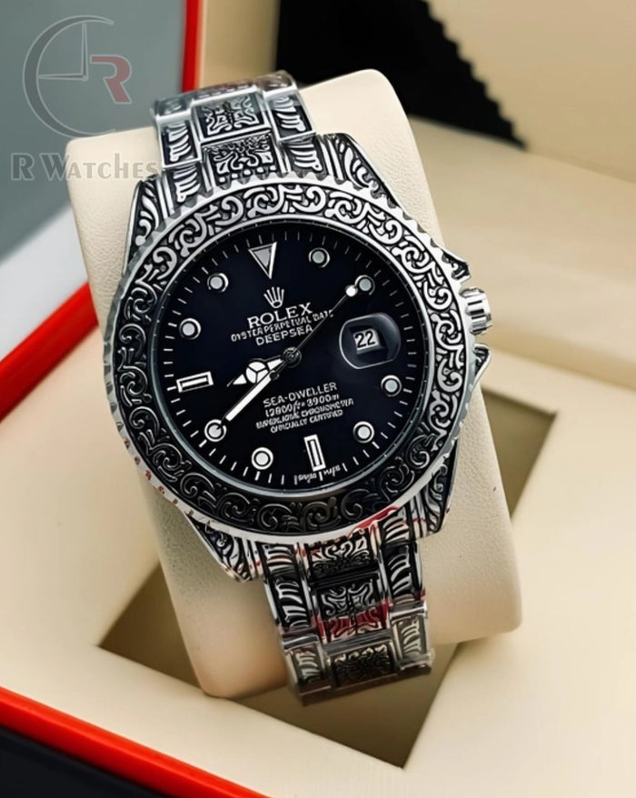 (SS) Rolex Rajwadi silver black dial