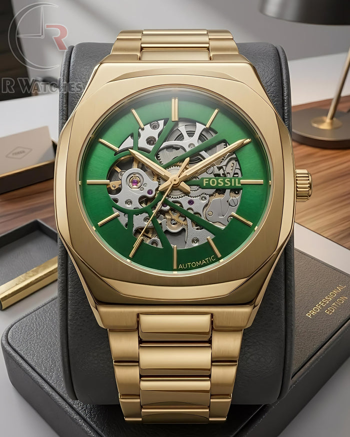 (SS) Fossil Automatic Gold Green Dial