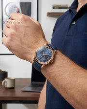 (OS) Patek Philippe Leather Rose Gold Blue