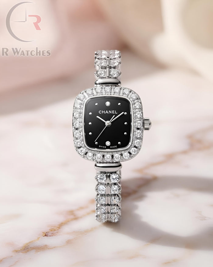 (OS) Chanel Girls Diamond Silver Black