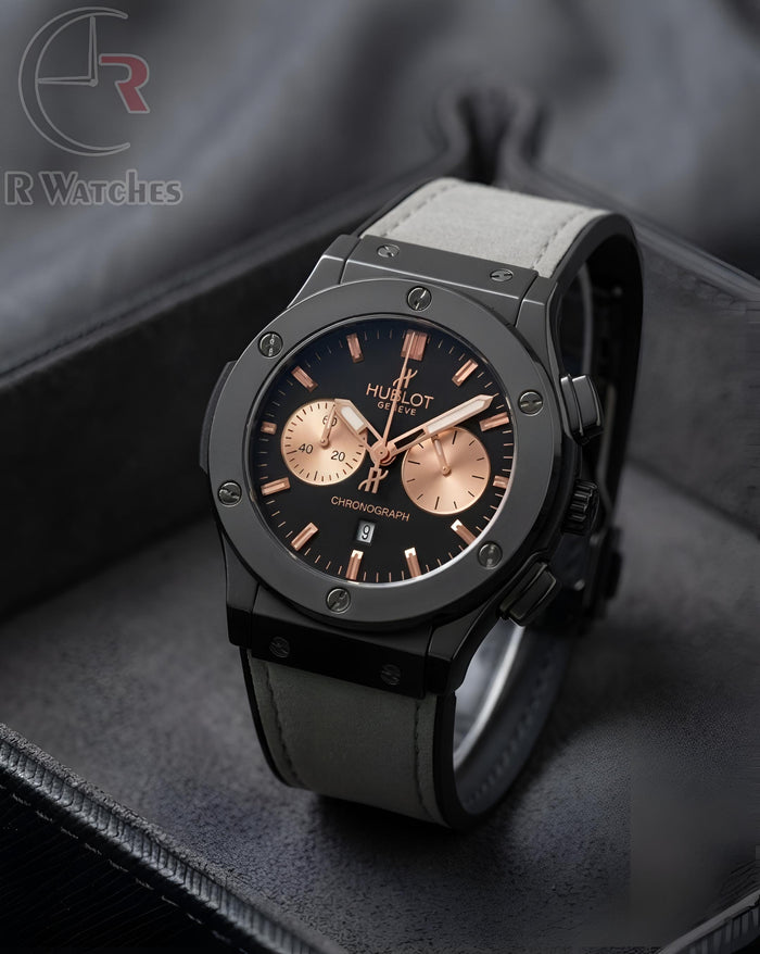 (OS2) Hublot Leather Black Grey