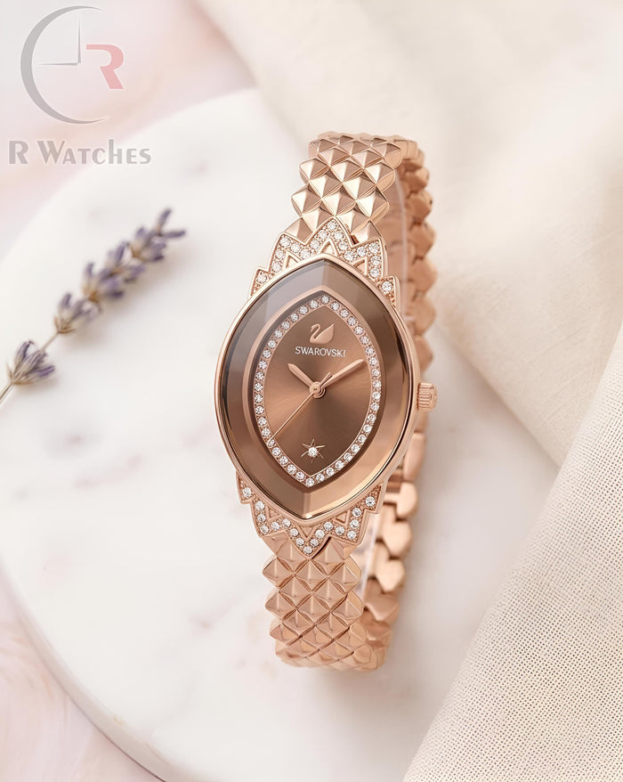 (OS) Swarovski Girls Diamond Rose gold Brown