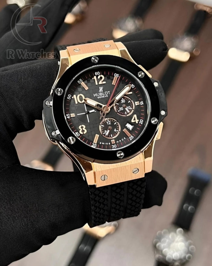 (OS3) Hublot big bang rose gold black silicon